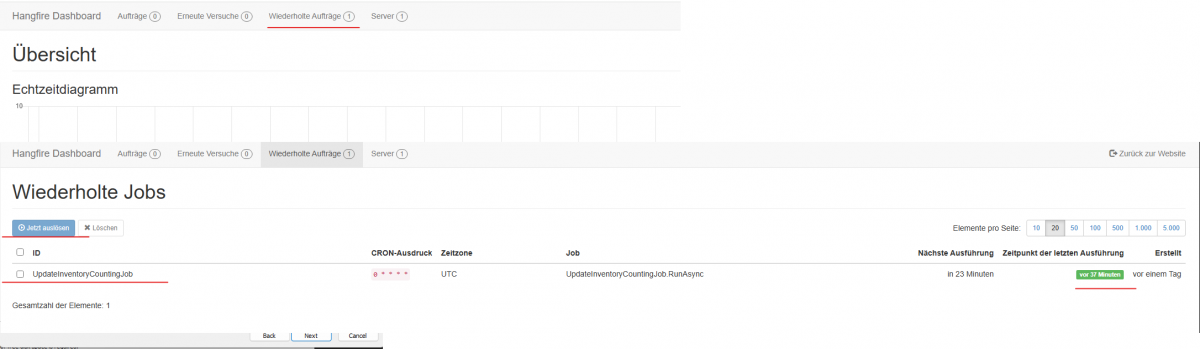 Hangfire Dashboard - Wiederholende Aufträge Hangfire Dashboard - Wiederholende Aufträge