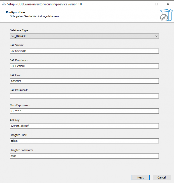Konfigurationsschritt im Setup-Assistenten Konfigurationsschritt im Setup-Assistenten