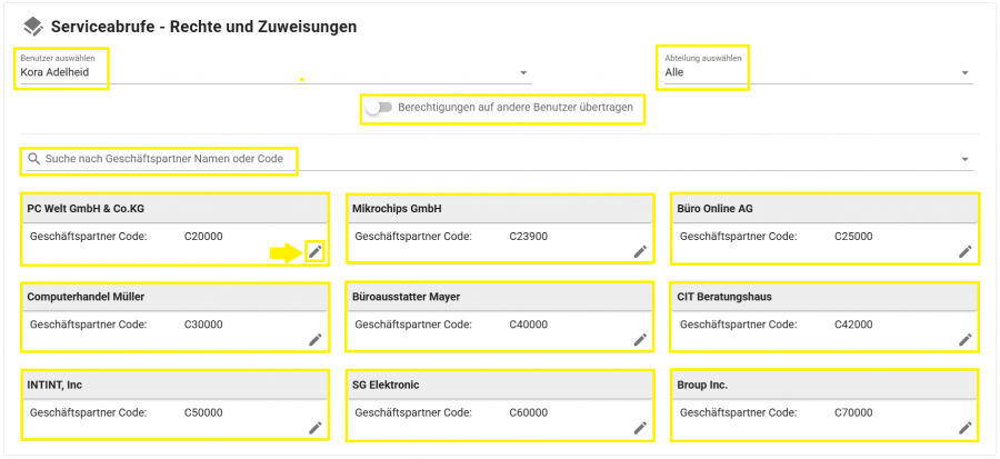 Übersicht: Serviceabrufe – Rechte & Zuweisungen Übersicht: Serviceabrufe – Rechte & Zuweisungen