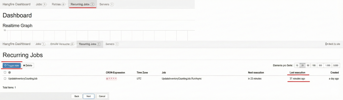 Hangfire Dashboard - Recurring Jobs